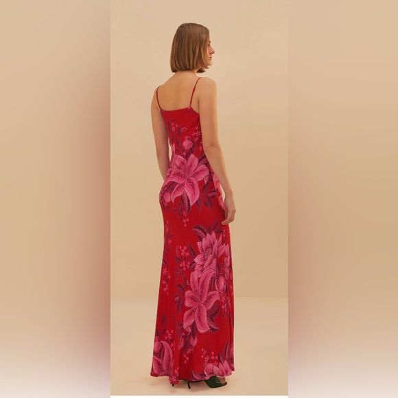 FARM RIO Red Summer Fruit Lenzing Ecoverom Viscose Maxi Dress NWOT Size M - Picture 4 of 7